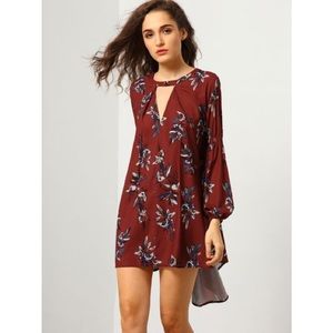 Free People Maroon Long Sleeve Dress